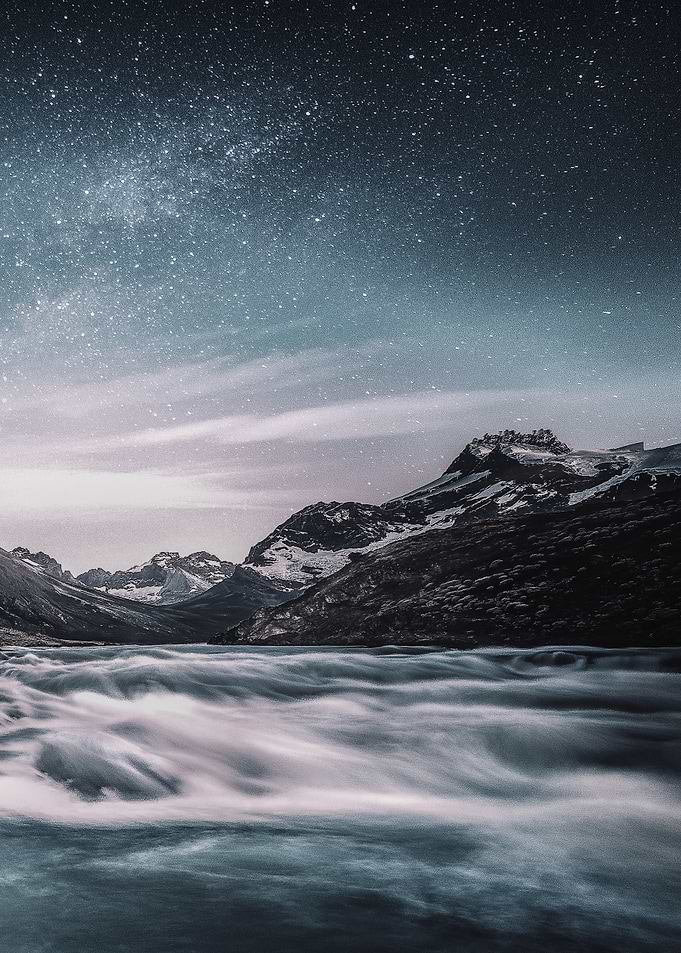 Mountain Under Starry Sky
