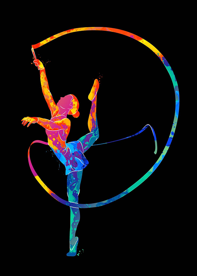 Girl gymnast with ribbon