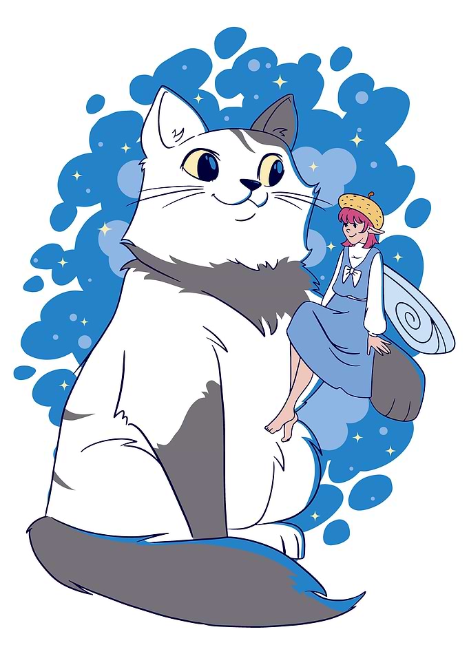 Cat with fairy Girl