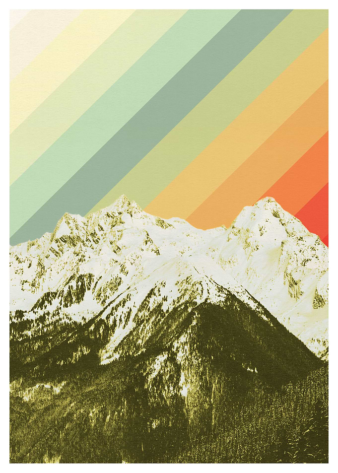 mountains rainbow vintage