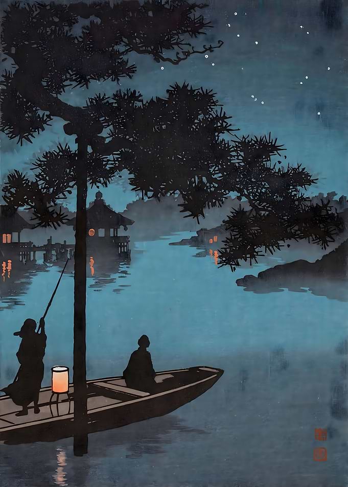 Ukiyo e Japanese Biwa Lake