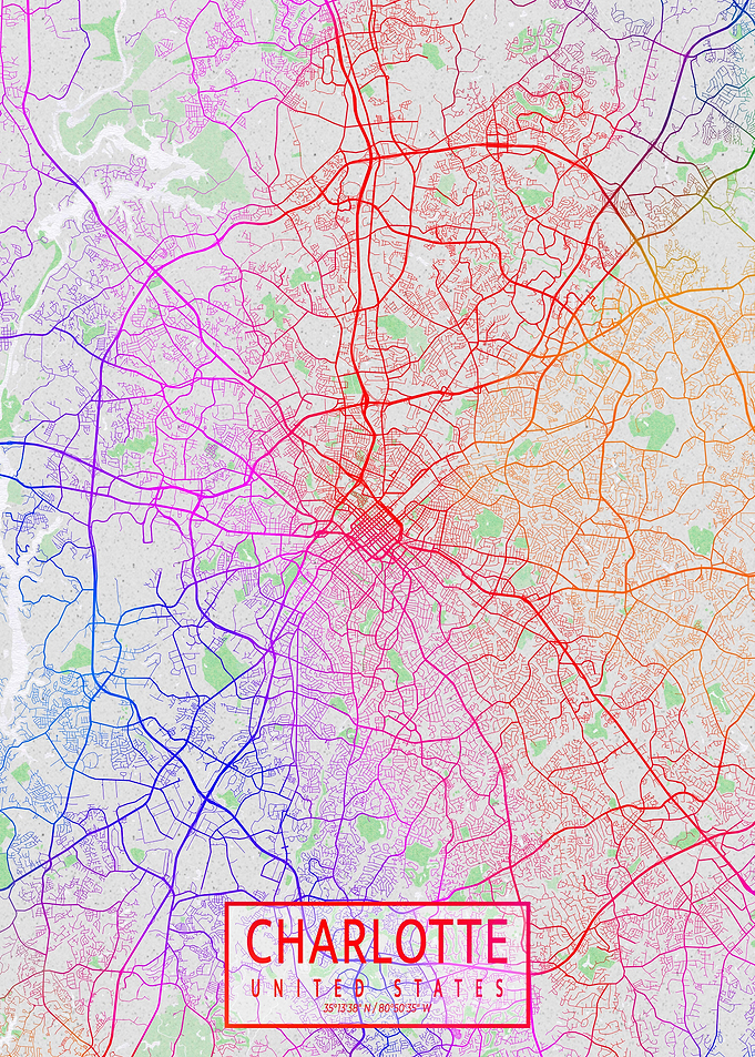 Charlotte Map Colorful