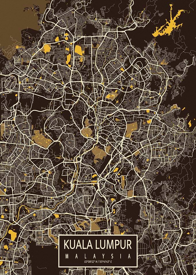 Kuala Lumpur Map Pastel