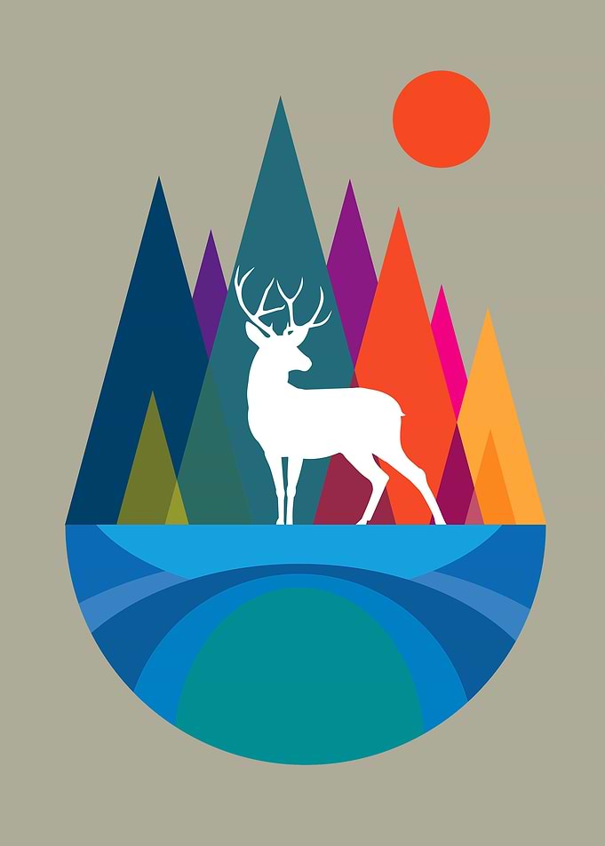 Deer By Mountain