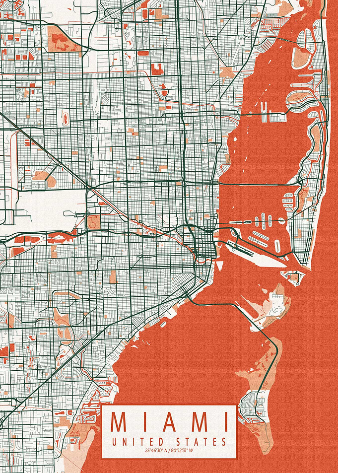 Miami City Map Bohemian