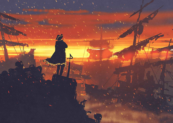 Pirate at sunset