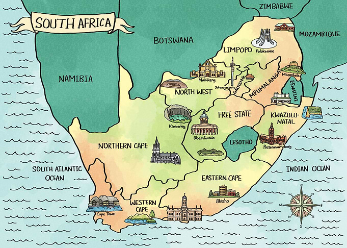 South Africa Watercolor