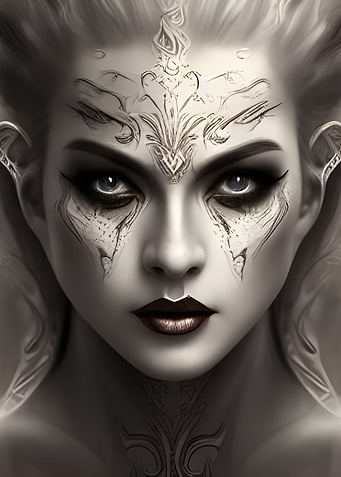 Mystic woman with tattoo