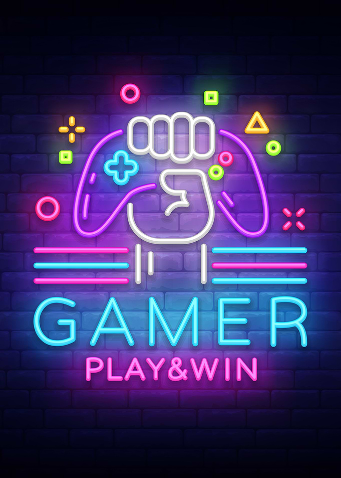 Gamer Play and Win Neon
