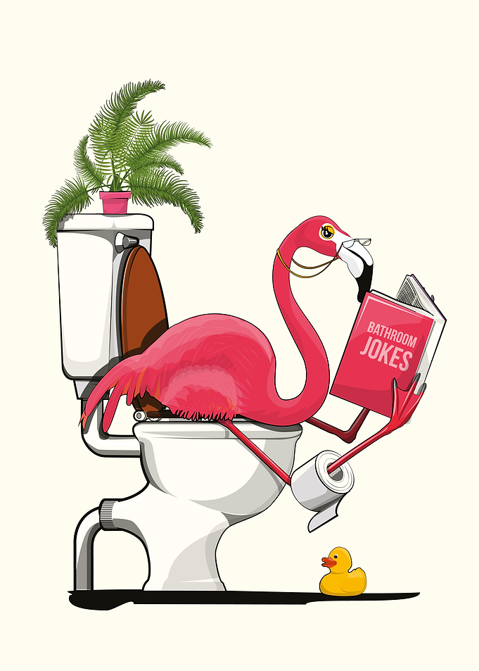 Flamingo on Toilet