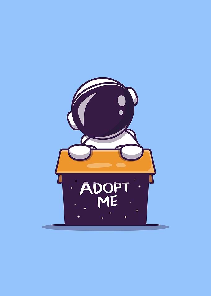 Cute astronaut in box