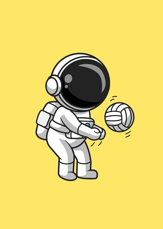 Cute astronaut volleyball