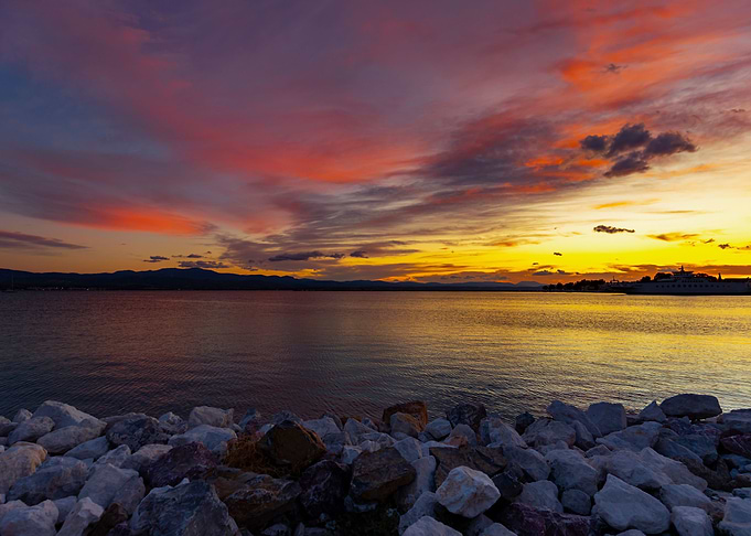 Sunset, sea, Greek island
