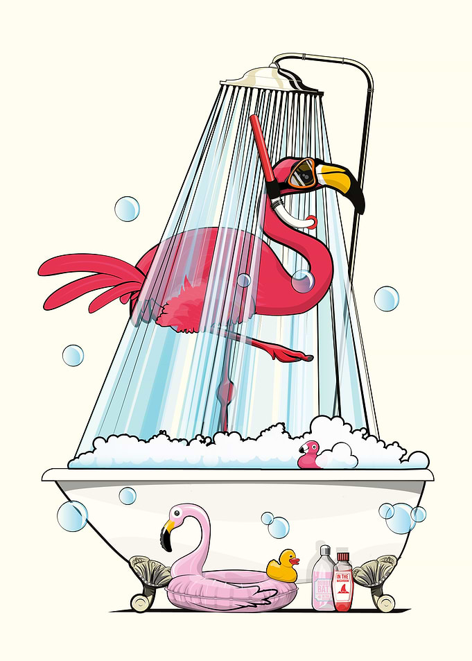 Flamingo in the Shower