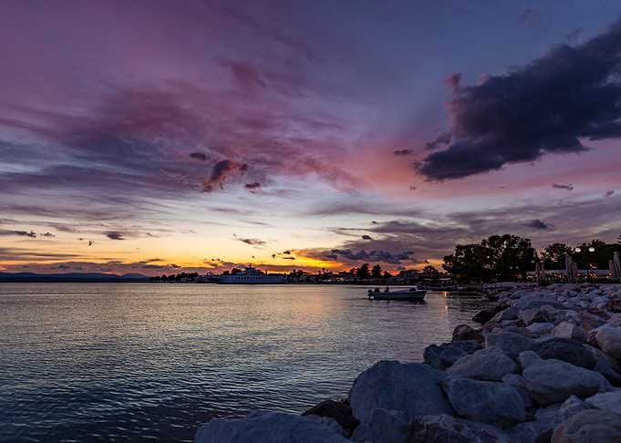 Purple sunset in Greece