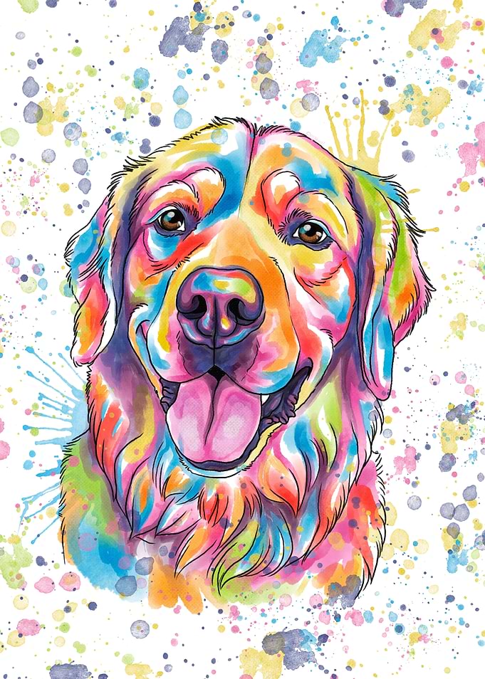 Colored golden dog