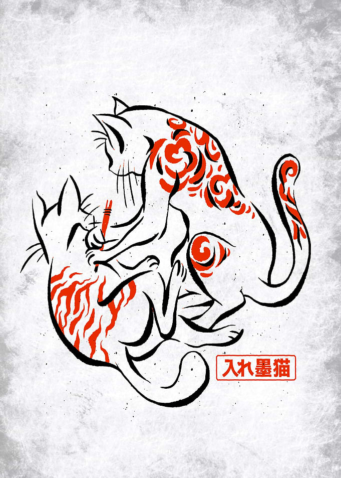 Japanese cats tattoo