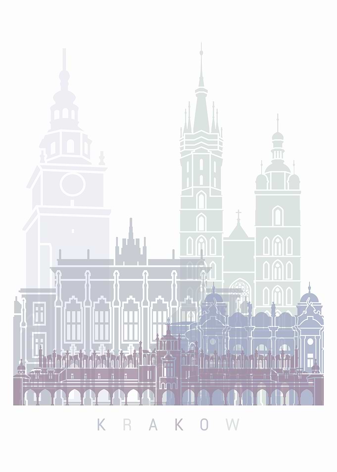 Krakow skyline poster