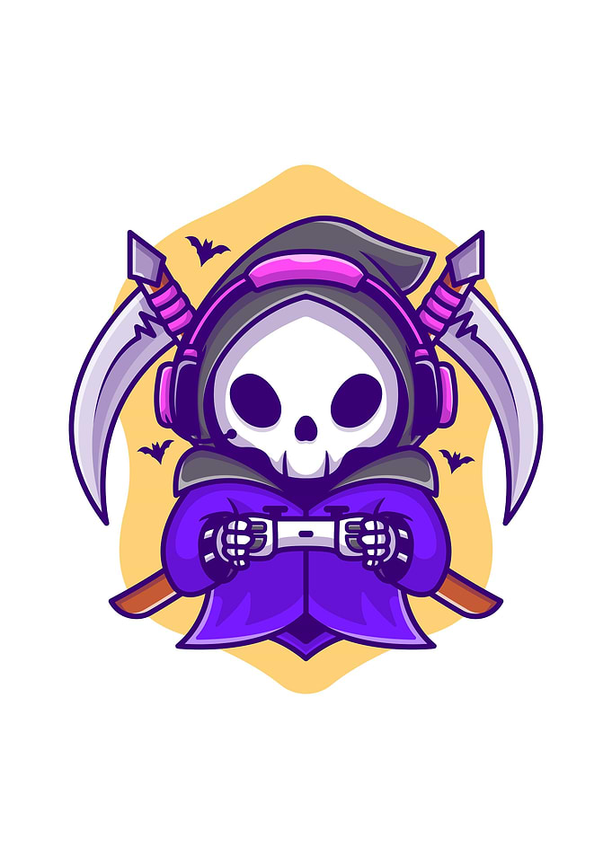 Cute grim reaper gaming