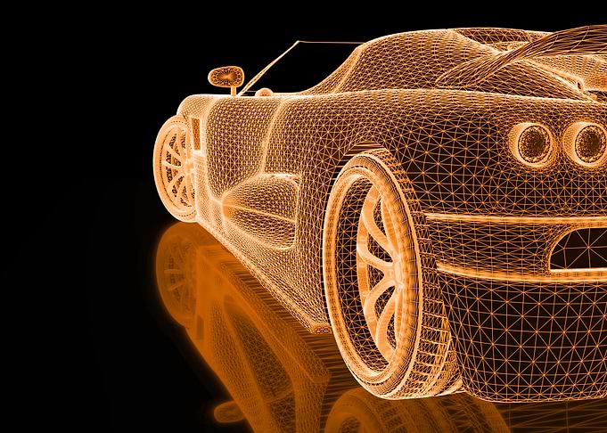 orange Car Three Dimension