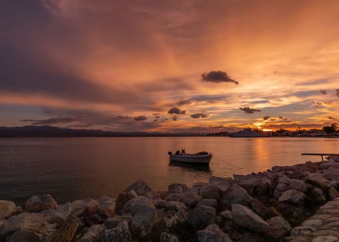 Sunset in Greek island