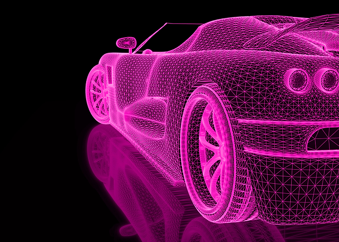 pink Car Three Dimensional