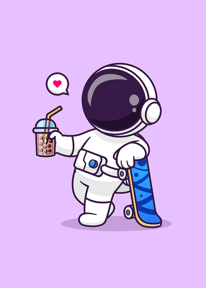 Cute astronaut drink boba