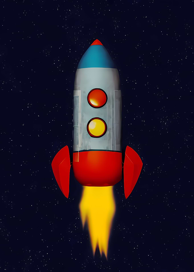Rocket takeoff vintage ill