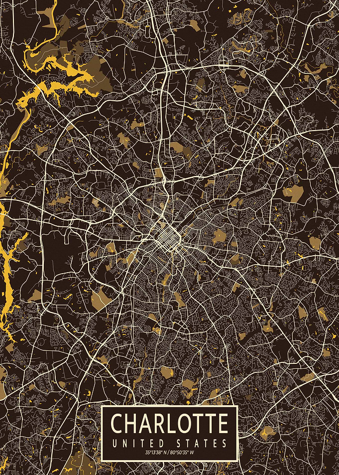 Charlotte City Map Pastel