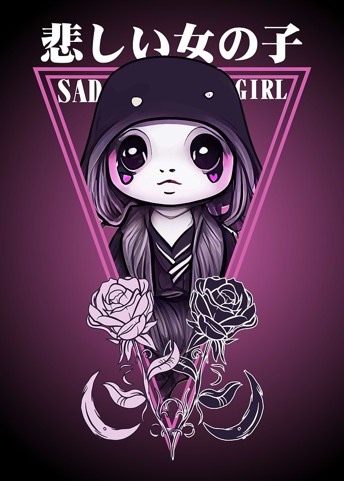Cute Anime Witch Sad Girl