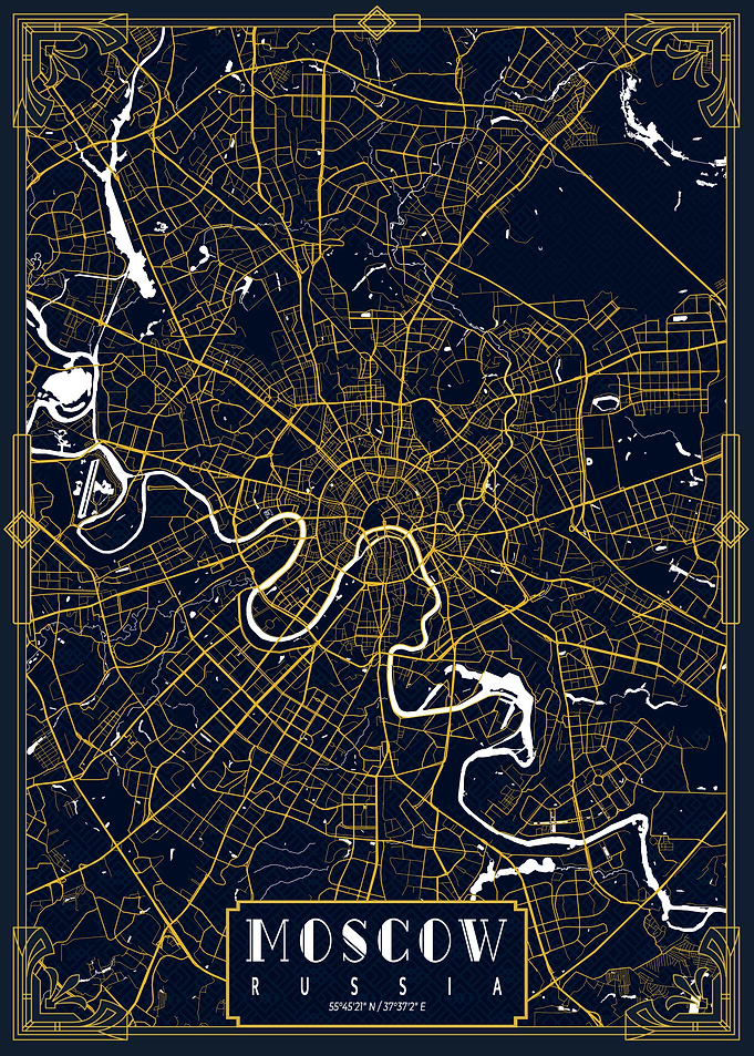 Moscow City Map Gold