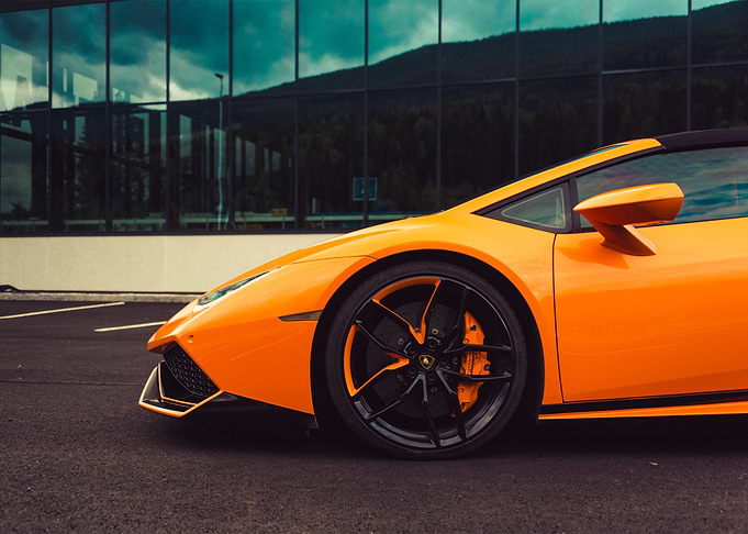 Orange Lamborghini racing