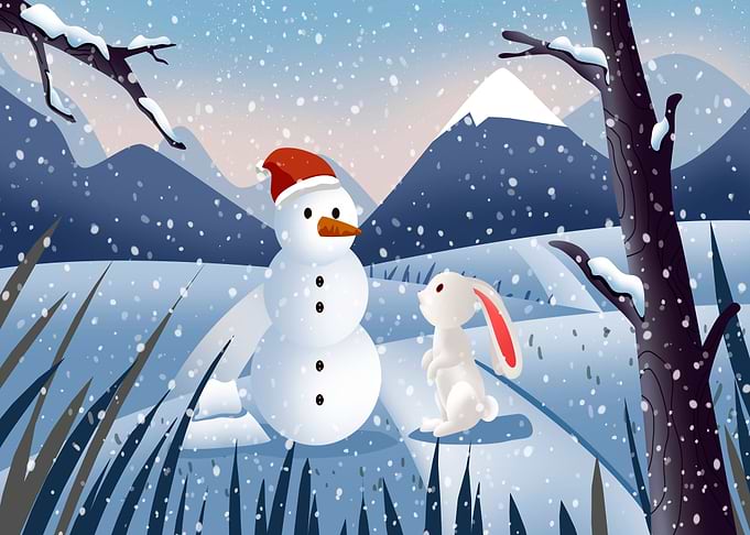 Snowman with Bunny Winter