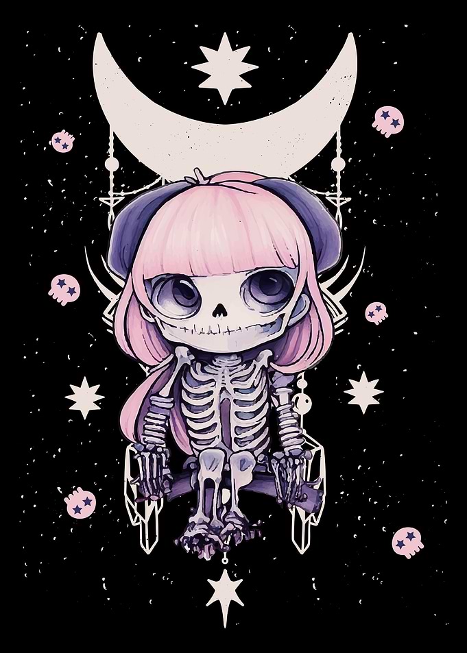 Cute Skeleton Witch Chibi