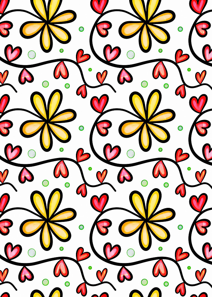 Doodle Heart Flower 01