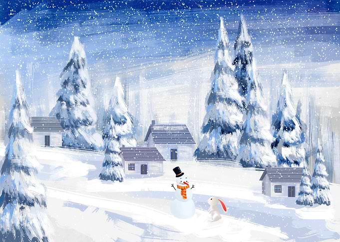 Snowman with Bunny Winter