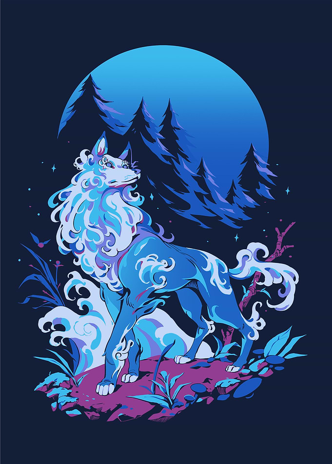 Spiritual Aqua Wolf
