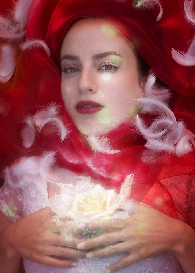 Glitter Feather Rose