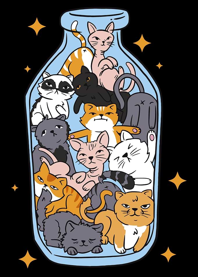 Funny Cats in the Bottle