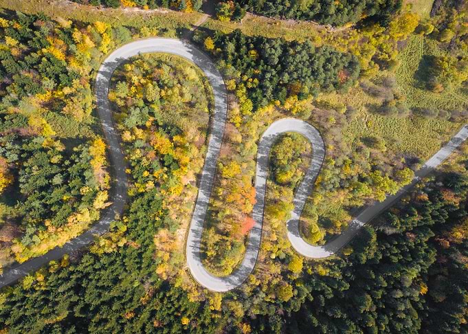 Autumn winding road
