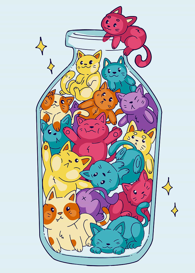 Funny Cats in the Bottle