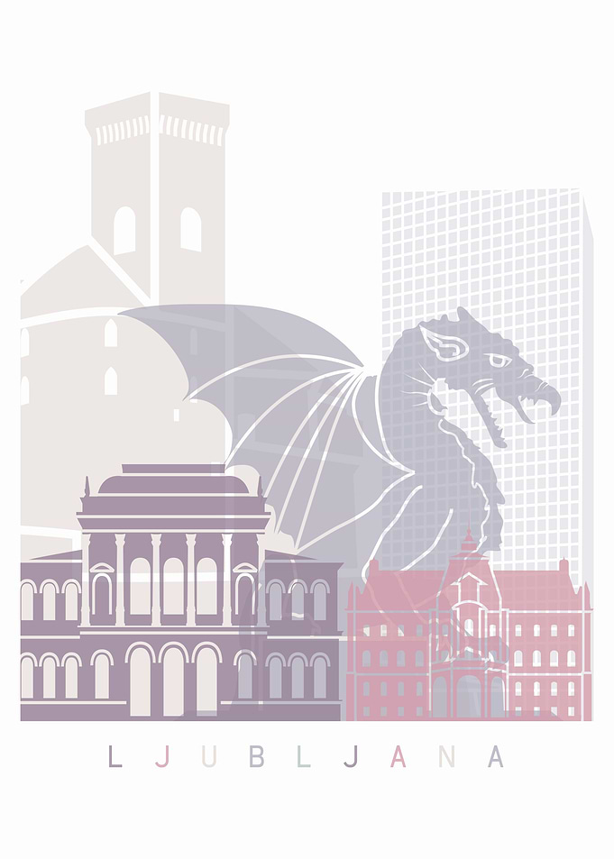 Ljubljana skyline poster