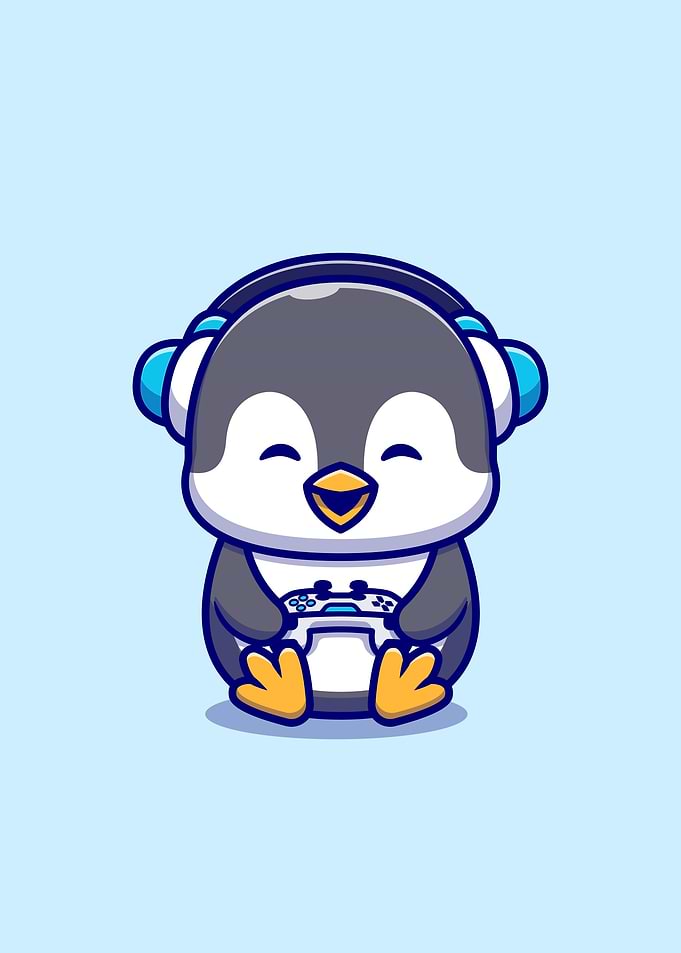 Cute penguin gaming