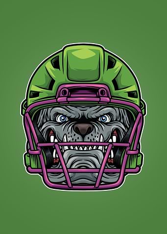 Bulldog head mascot footba