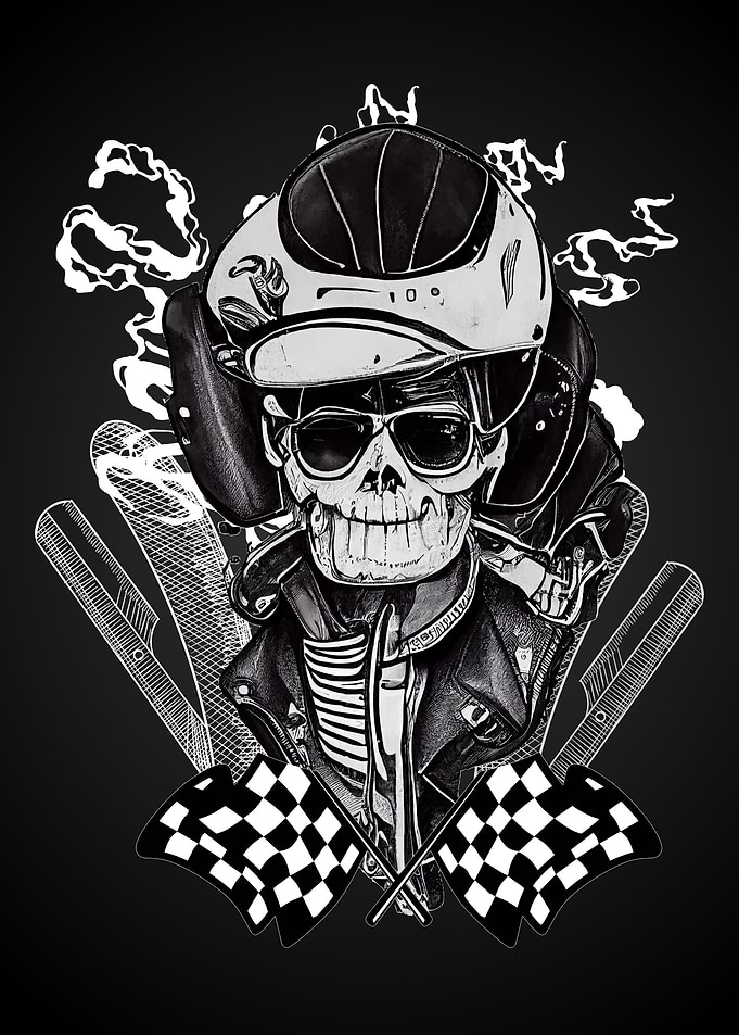 Biker Skull Rock n Roll