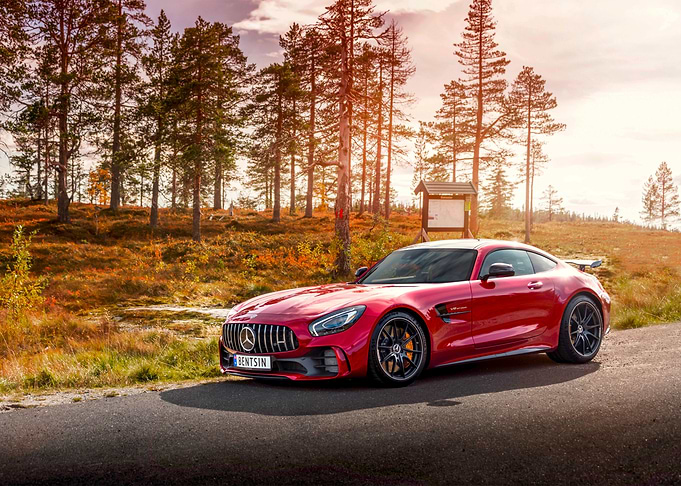 Countryside red Mercedes