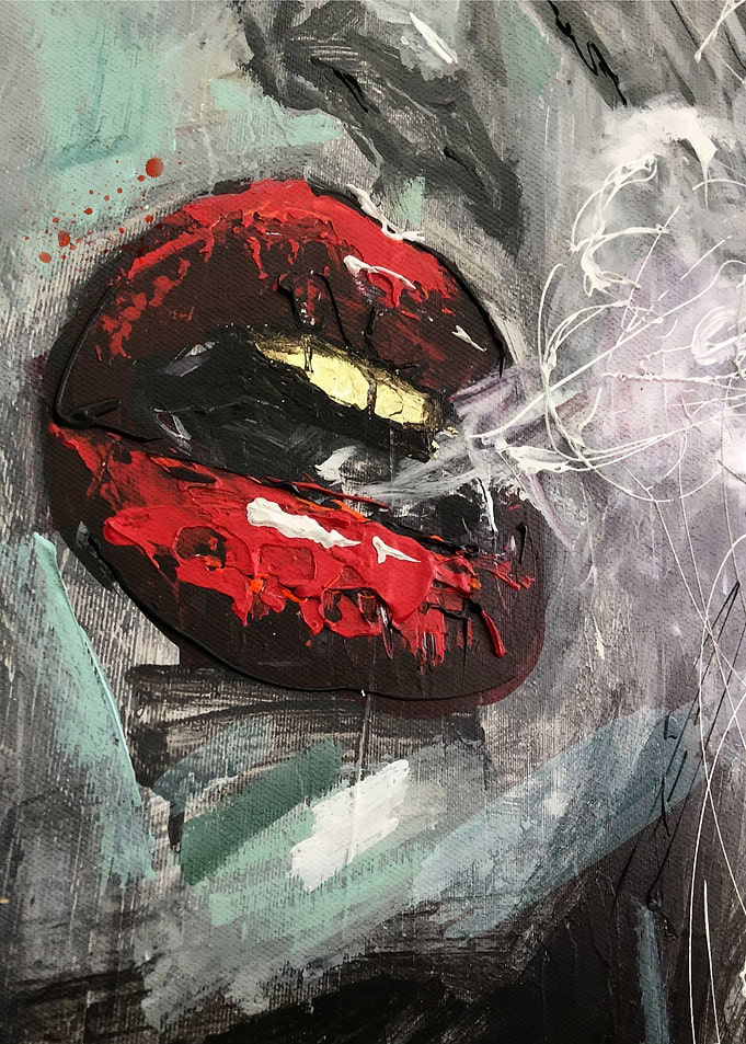 Smoking Girl Red Lips