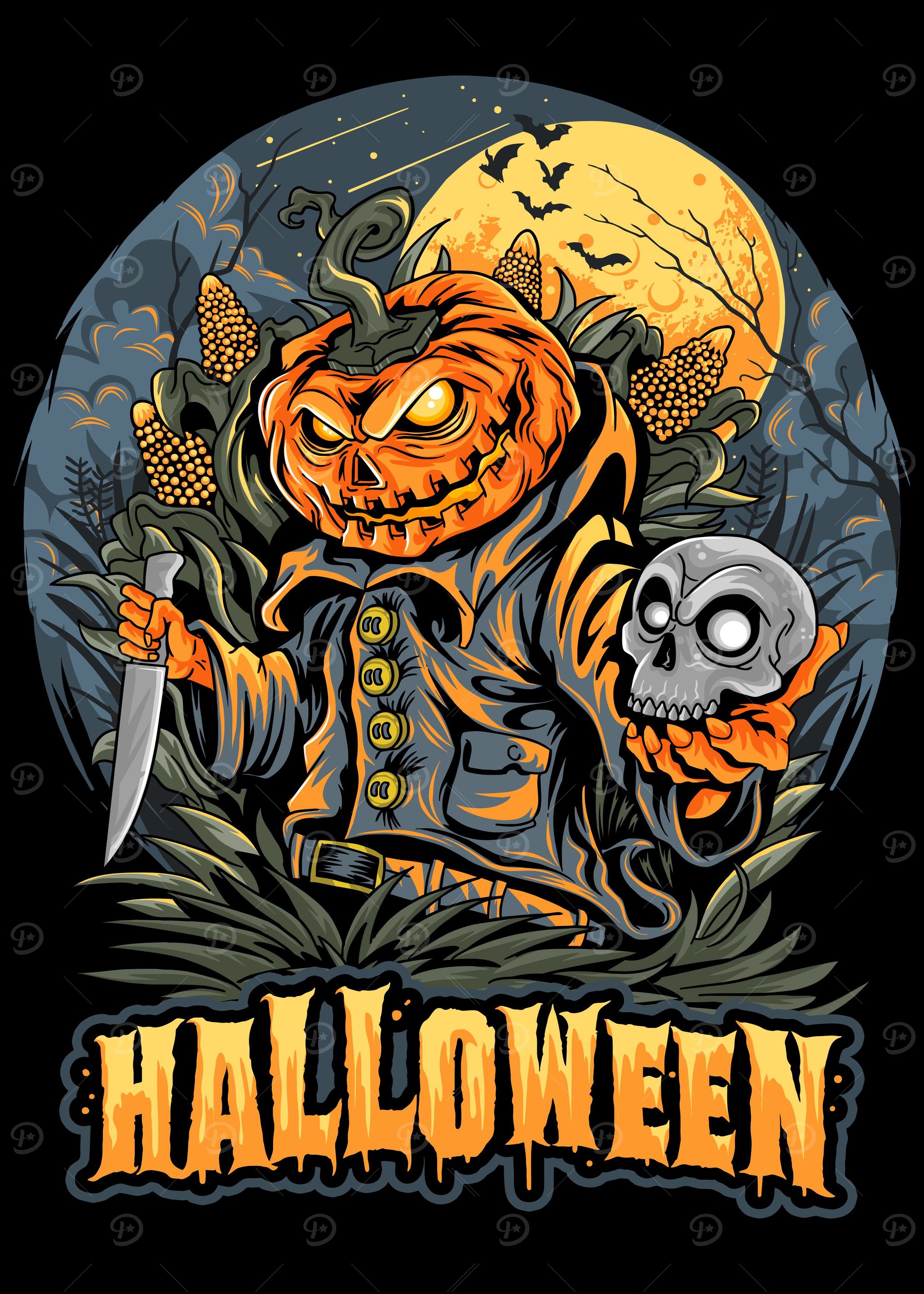 Halloween skull pumpkin