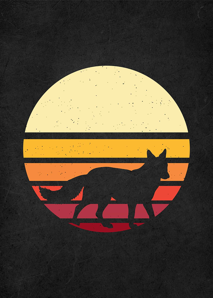 vintage retro animal fox