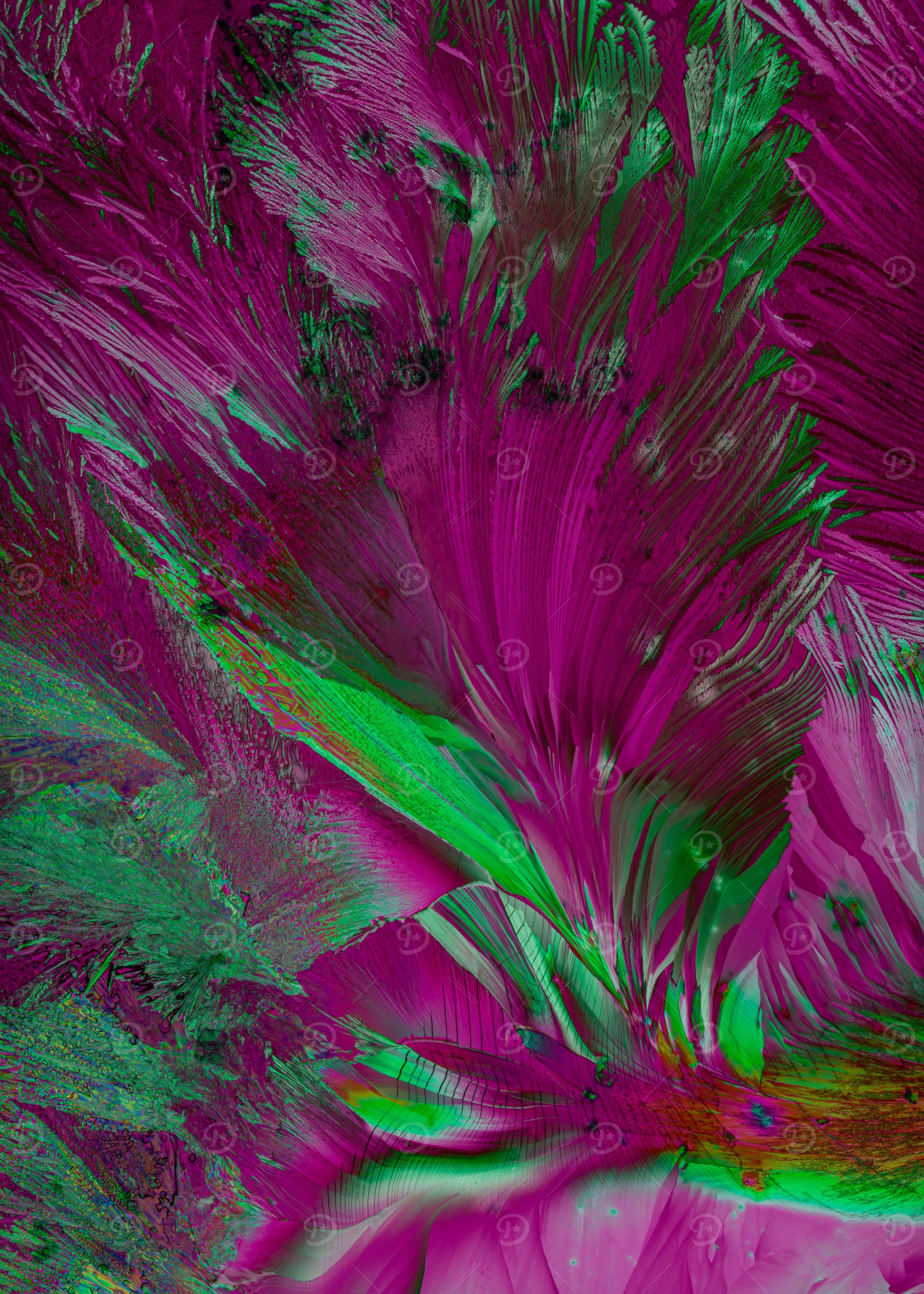 Pink and green crystals